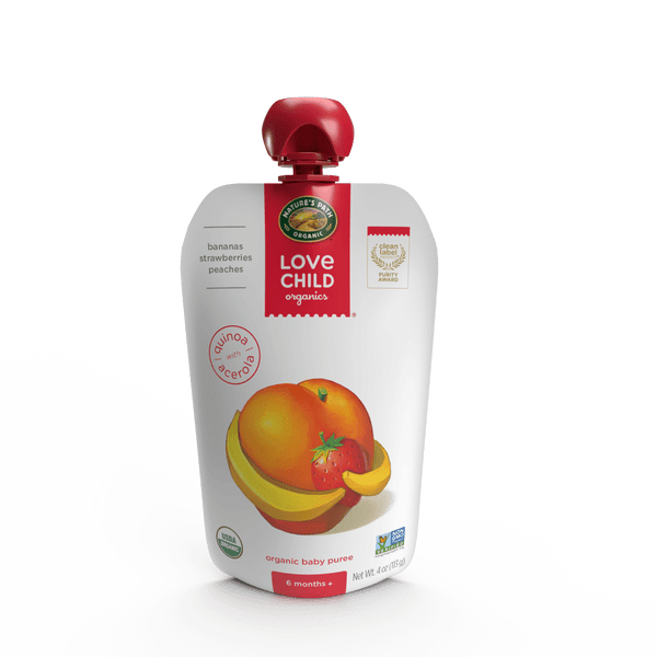 Love Child Organics Superblends Bananas, Strawberries + Peaches Puree