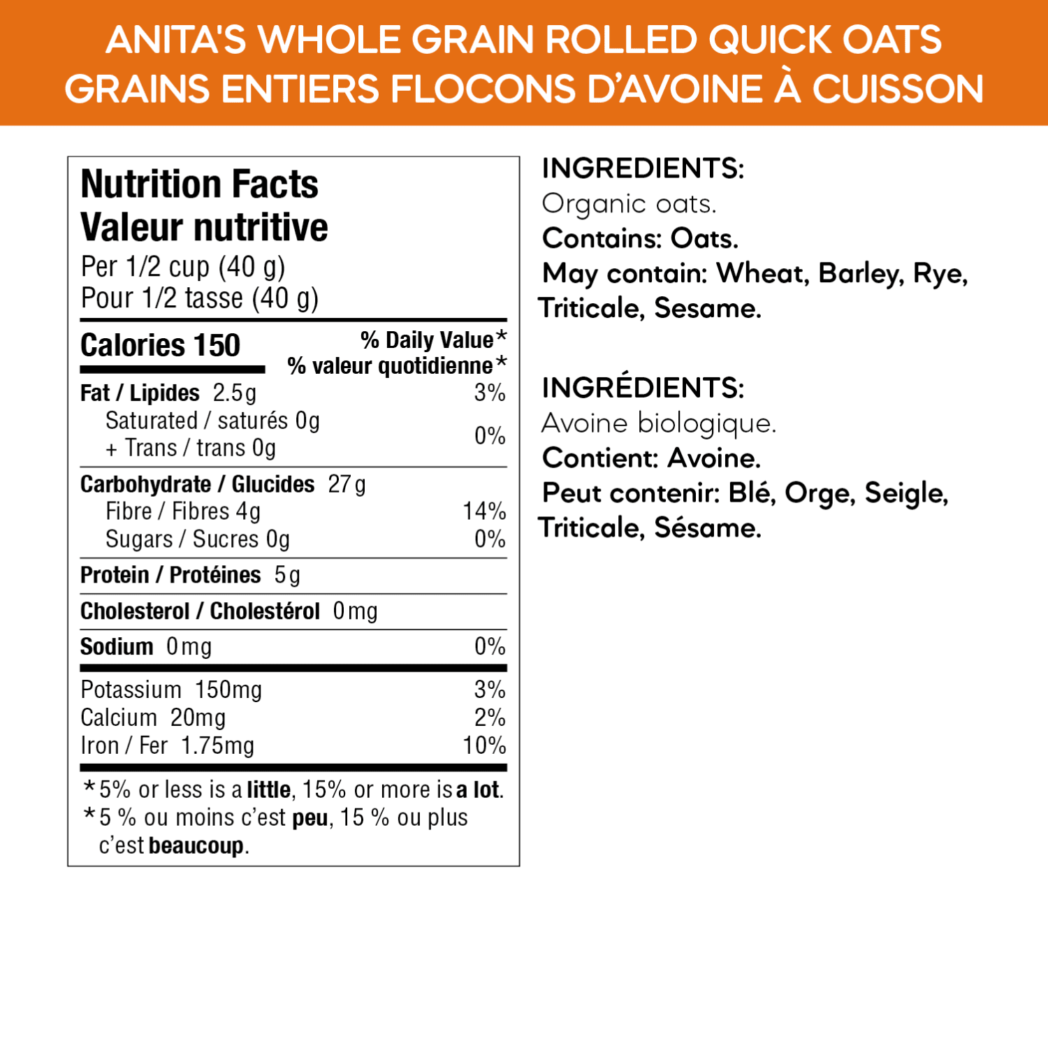Whole Grain Rolled Quick Oatmeal_623636700061