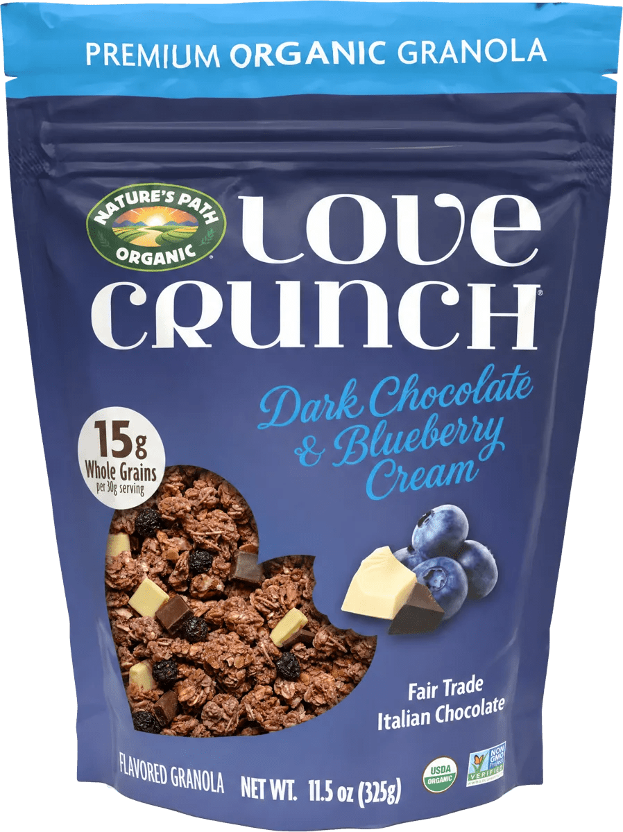 Love Crunch Dark Chocolate and Blueberry Cream bag